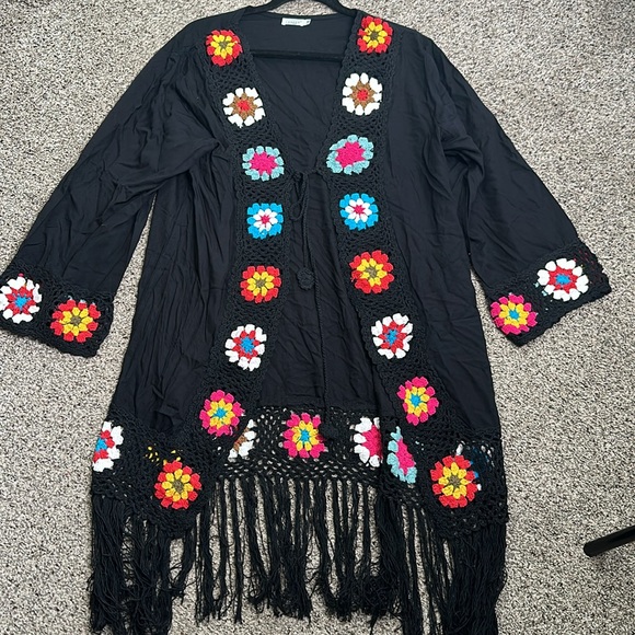 TAMSY corcht comono cotton blend black multi color size large summer, ca… - Picture 8 of 9